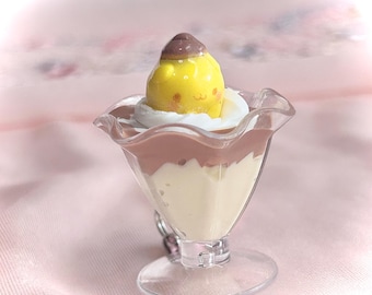 Heisei Retro pudding puppy sundae Keychain, Trinket charm