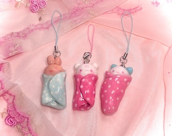 sleepy baby animal Keychain, Trinket charm