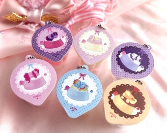 Little pony colorful squishy pudding trinket charms / fidget keychain