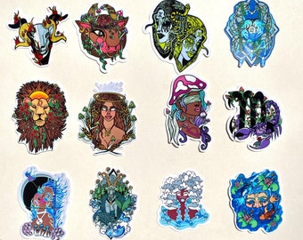 Zodiac Sign Vinyl Stickers, astrology, astrological, Aries, Taurus, Gemini, Cancer, Leo, Virgo, Libra, Scorpio, Pisces, Star Sign