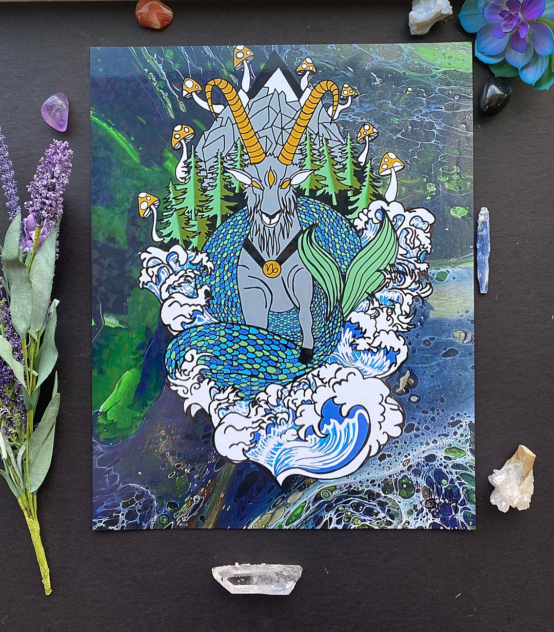 Capricorn Holographic 11x14 Art Print Astrology Wall Decor Etsy