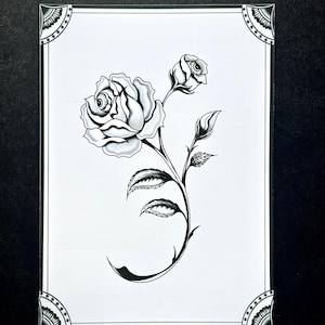 Rose art print | traditional tattoo wall decor | gothic wall art