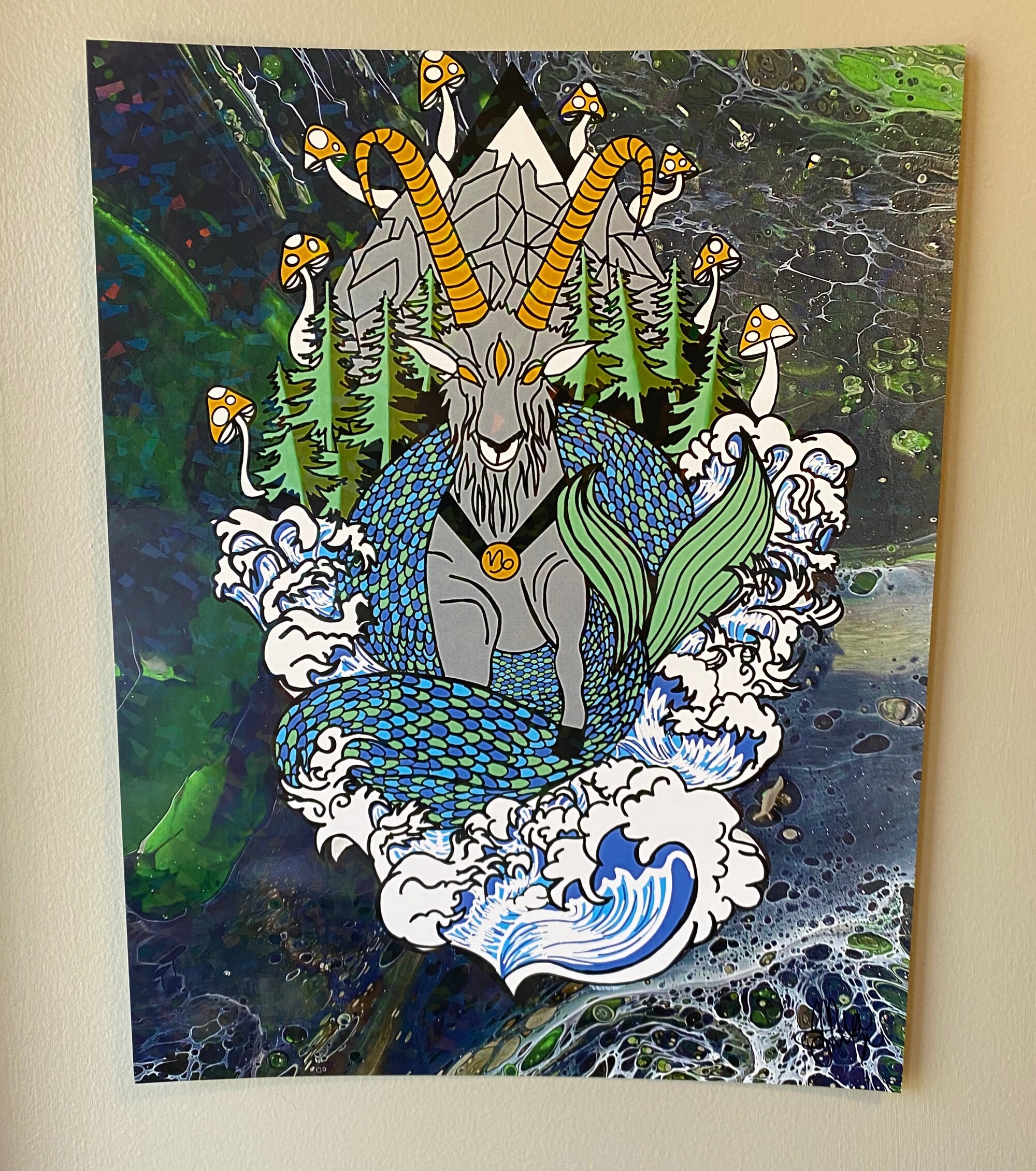 Capricorn Holographic 11x14 Art Print Astrology Wall Decor Etsy