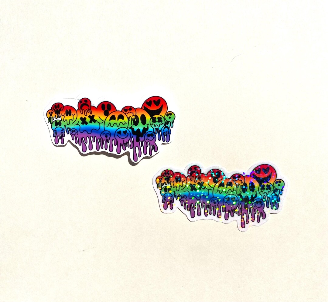 Trippy Smiley Sticker, Acid Drip, Smiley Face Sticker, Rave Sticker ...