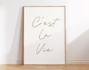 C'est La Vie Quote Beige Wall Art Minimalist Trendy Kitchen Bedroom Print (DIGITAL DOWNLOAD)