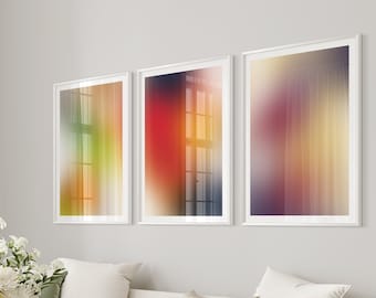 Set van 3 kleurverloop diepe donkere muurkunst abstracte posterset, statement stuk herfstverloop slaapkamer kantoor originele trendy muurkunstset