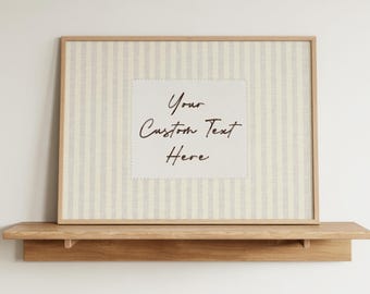 Custom Quote Text Stripe Horizontal Linen Effect Wall Art Print (Digital Download)