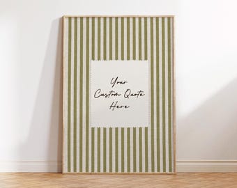 Custom Quote Text Stripe Linen Effect Wall Art Print (Digital Download)