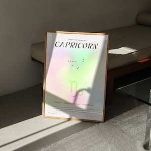 Steenbok Zodiac Aura Gradient Poster Digitale Download Wall Art Print, Gradient Zodiac Affirmation Wall Decor Boho Y2K Digitale Download