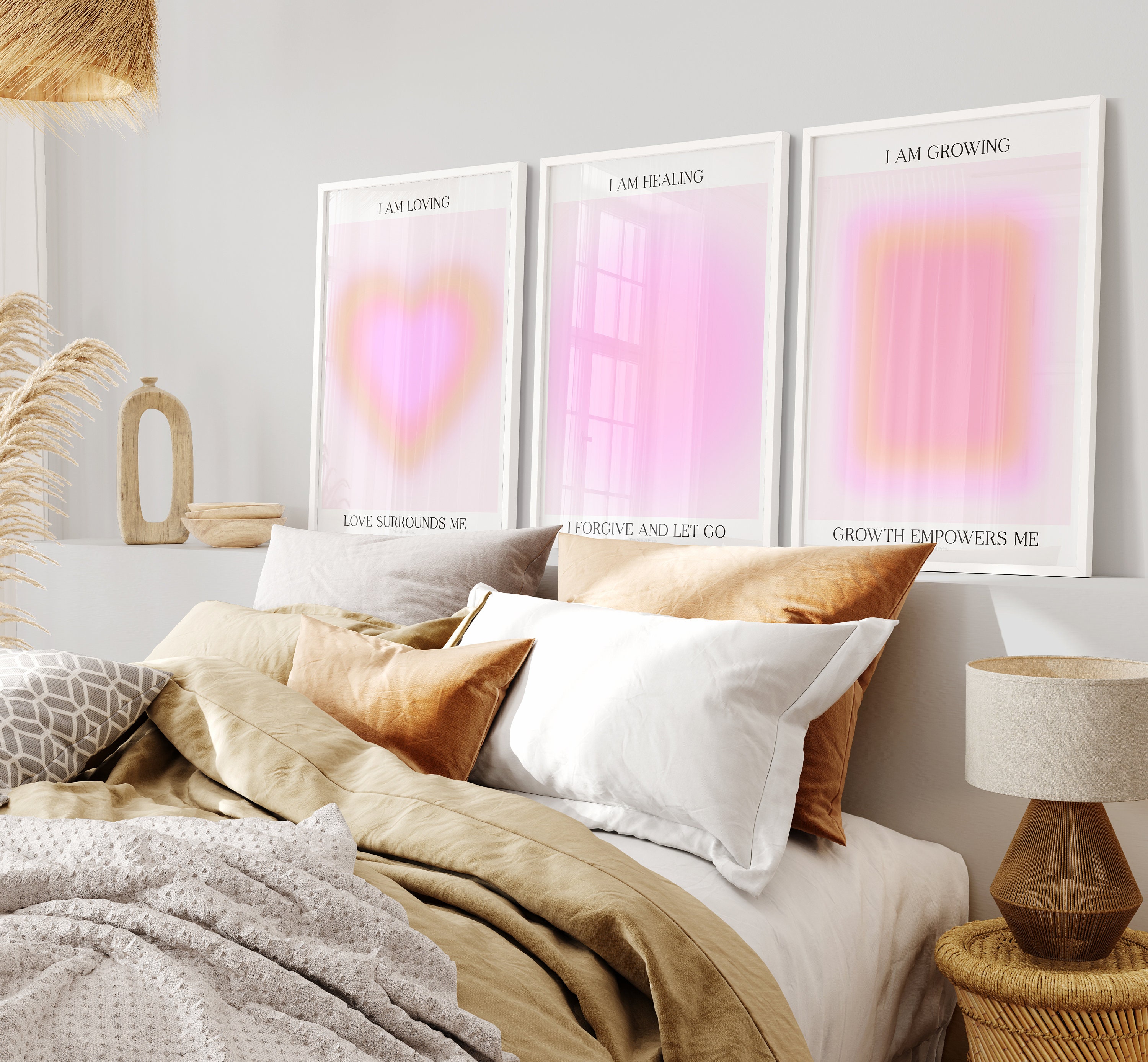 Set of 3 Pastel Aura Gradient Pink Self Love Growth Affirmation Mind ...