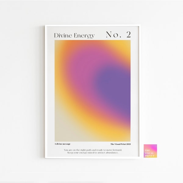 Divine Energy Original Art Print, Manifestation Spiritual Energy Vibrant Wall Art Print Poster, Self-improvement Aura Energy Wall Art