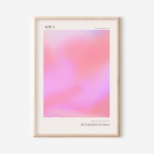 Zodiac Aries Aura Gradient Poster Digital Download Wall Art Print, Trendy Unique Zodiac Affirmation Dorm Room Decor Boho Y2K Wall Art