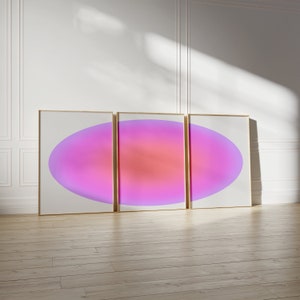 Set of 3 Aura Abstract Trendy Pink Wall Art Digital Wall Art set of 3, Printable Gradient Aura Connected Wall Art Set College Dorm Prints