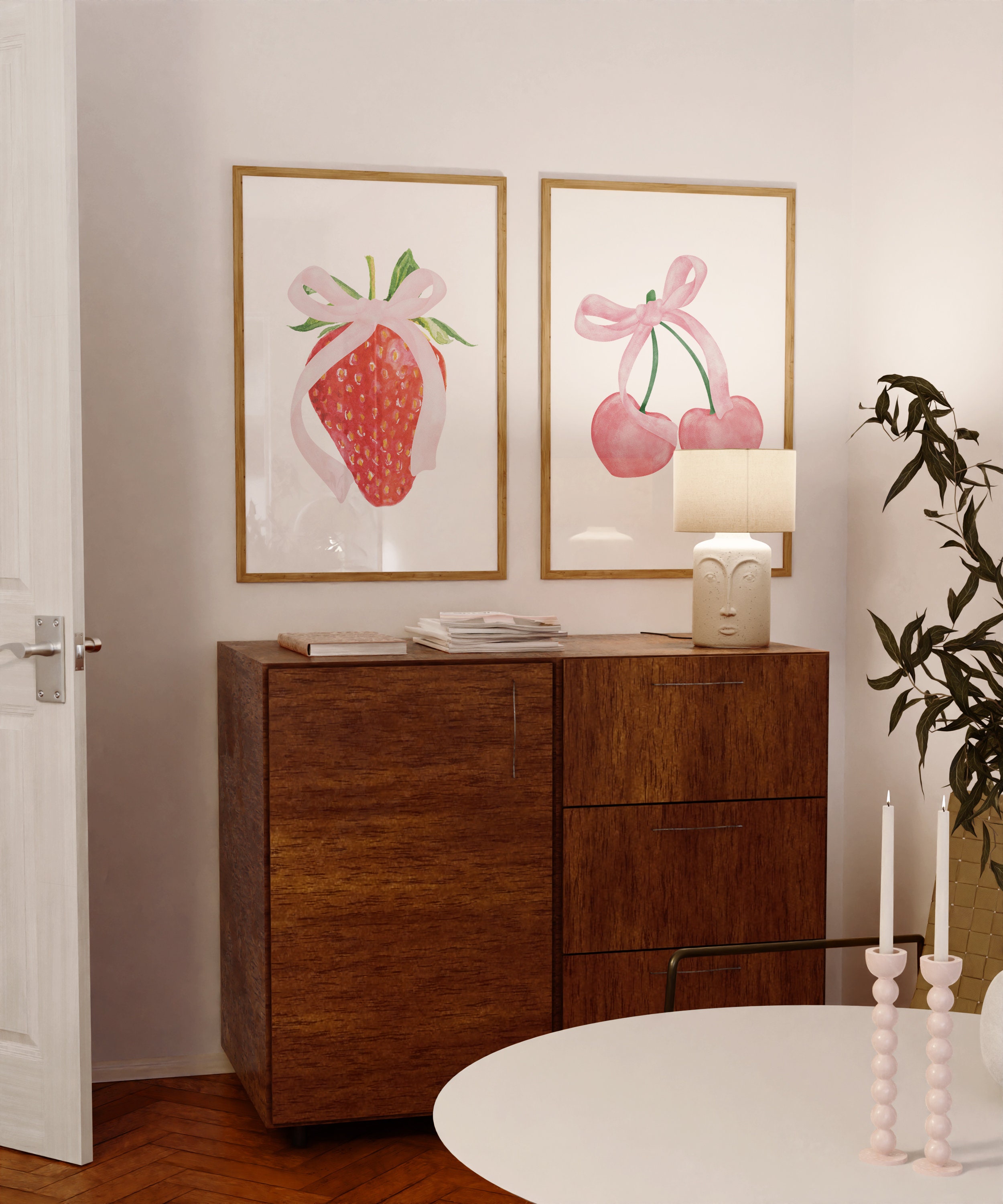 Blauw en roze preppy poster set van 6 schattige coquette strik laarzen muurkunst esthetische kust muurkunst, trendy meisjes slaapzaal decor schattige