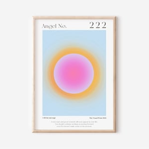 Original Angel Numbers Set 111,222,333 Poster Wall Art Print, Gradient aura angel energy trendy wall art dorm room décor printable poster image 5