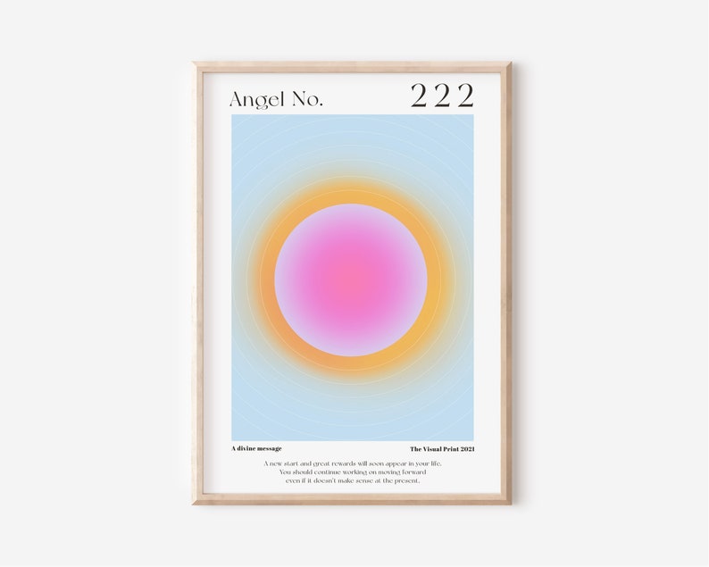 Original Angel Numbers Set 111,222,333 Poster Wall Art Print, Gradient aura angel energy trendy wall art dorm room décor printable poster image 5