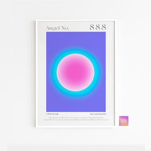 Angel Number 888 Manifestation Energy Gradient Design Gallery Wall Art Print, Aura Energy Spitirual Vibrant Gradient Print