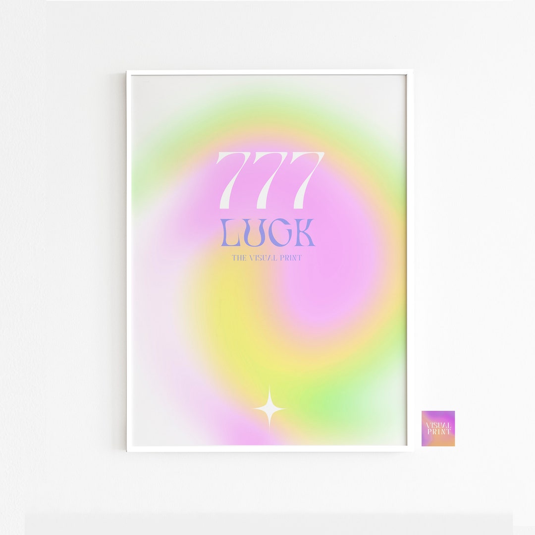 Colorful Numbers 777 Angel Number 777 Glow Pink Gradient Trendy Aesthetic Spiritual Wall Art ...
