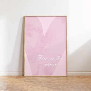 Impresión moderna con cita de corazón rosa pastel, decoración de pared para dormitorio con estética femenina, póster preppy con cita coqueta, descarga digital