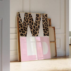 Leopard Wild Quote Pink y2k Aesthetic Print, Preppy Retro Party Girl Cheetah Print, Leopard Trendy Wall Art
