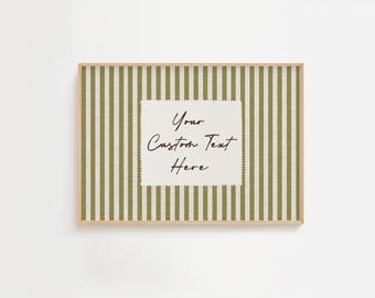 Custom Quote Text Stripe Horizontal Linen Effect Wall Art Print (Digital Download)