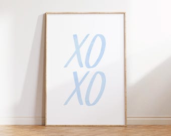 XO Blue Pastel Print, Trendy Dorm Decor (Digital Download)