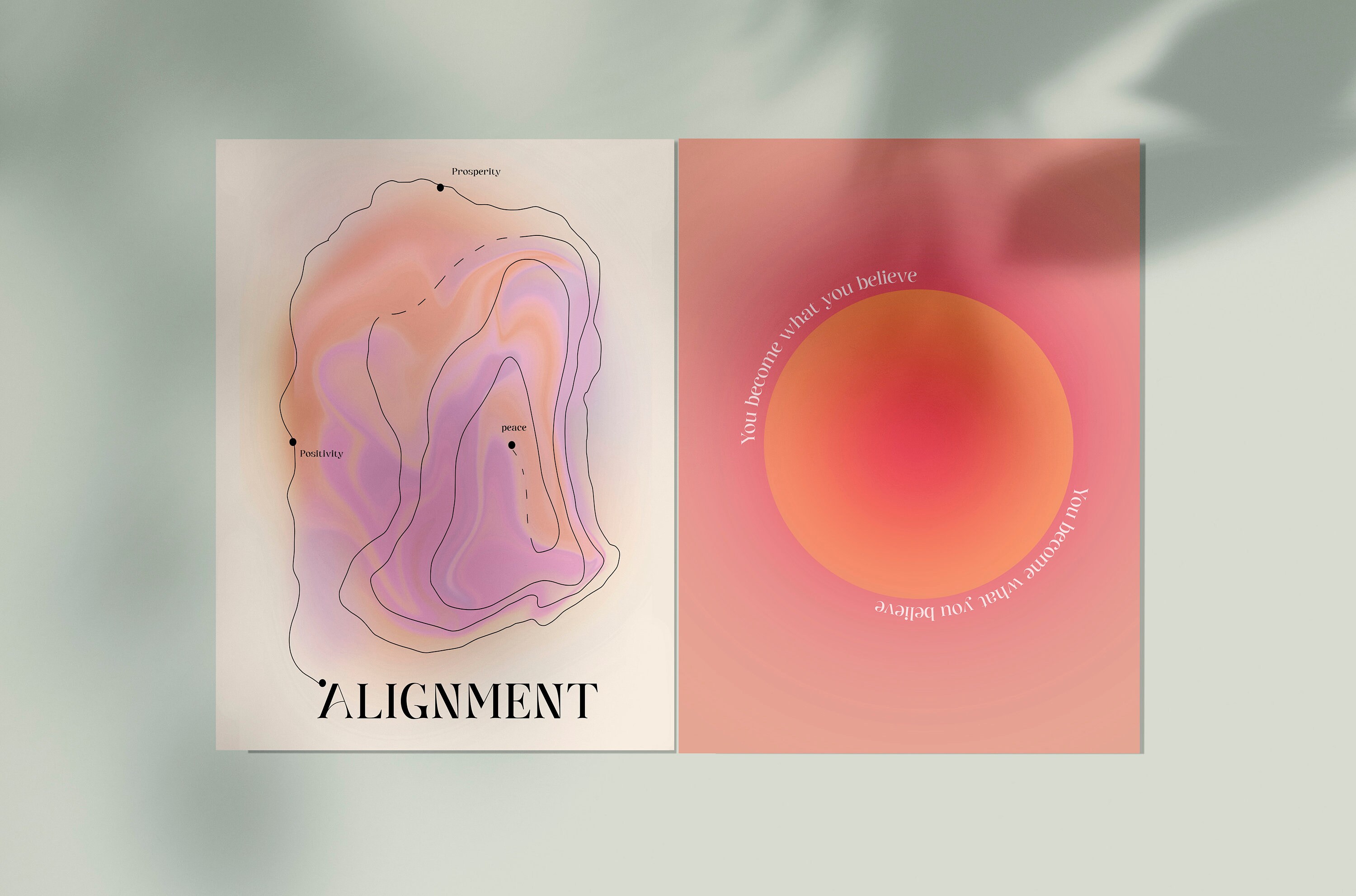 Set of 2 Alignment Printable Posters, Angel Energy Manifestation Trendy ...