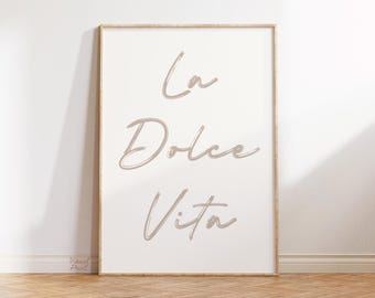La Dolce Vita Quote Beige Wall Art Minimalist Trendy Kitchen Bedroom Print (DIGITAL DOWNLOAD)