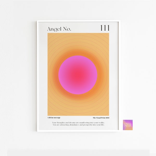 Angel Number 111 Manifestation Energy Gradient Design Gallery Wall Art Print, Aura Energy Spiritual Vibrant Gradient Print