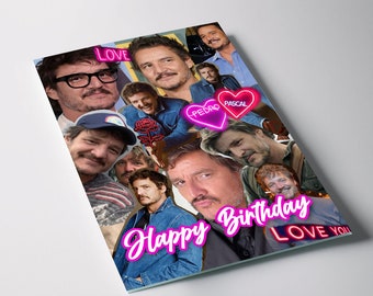 Pedro Pascal Buon Compleanno Biglietto d'Auguri Stampabile Digitale The Last of Us Fanart Fotografia Stampa Gioco Papà Amante Lettera Collage