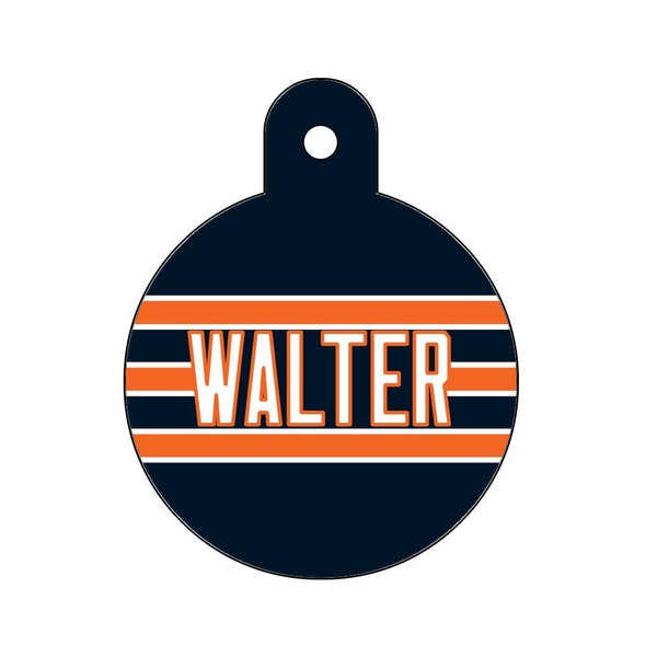 Custom Chicago Bears Themed Double-Sided Pet ID Tag - Round (Blue)