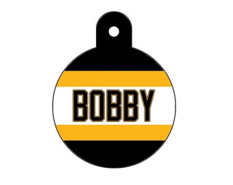 Custom Boston Bruins Themed Double-Sided Pet ID Tag - Round