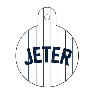 Custom New York Yankees Themed Double-Sided Pet ID Tag - Round (White w. Block)