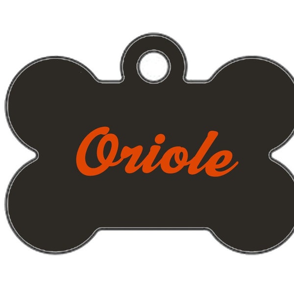 Custom Baltimore Orioles Themed Double-Sided Dog ID Tag - Mini Bone