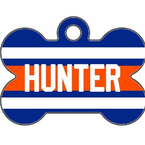 Custom Edmonton Oilers Themed Double-Sided Dog ID Tag - Mini Bone