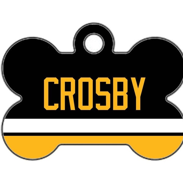 Custom Pittsburgh Penguins Themed Double-Sided Dog ID Tag - Mini Bone