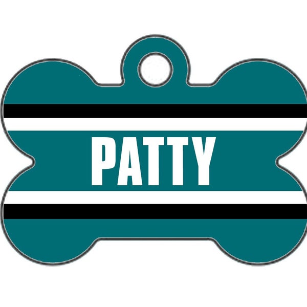 Custom San Jose Sharks Themed Double-Sided Dog ID Tag - Mini Bone