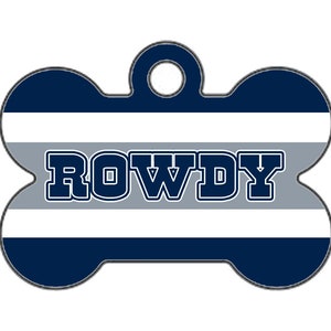 Custom Dallas Cowboys Themed Double-Sided Dog ID Tag - Mini Bone (Blue)