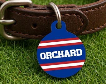 Custom Dog Collar Tag – Buffalo Gameday Style, Blue Gridiron Edition, Double Sided Round Pet Tag