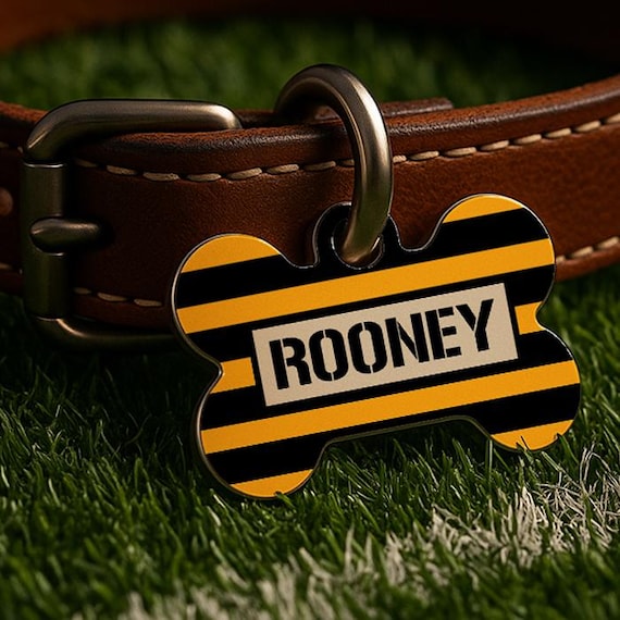 Custom Pet Tag – Pittsburgh Gameday Style, Black Gold Bumblebee