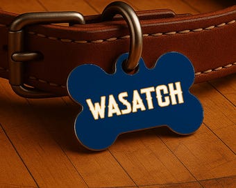 Custom Dog Collar Tag – Utah Game Day Style, Blue Courtside Edition, Double Sided Pet Tag