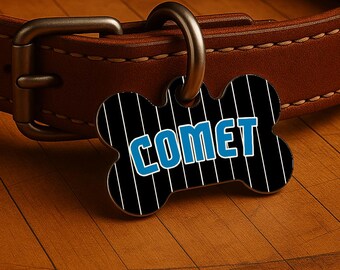 Custom Dog Collar Tag – Orlando Game Day Style, Black Courtside Edition, Double Sided Pet Tag