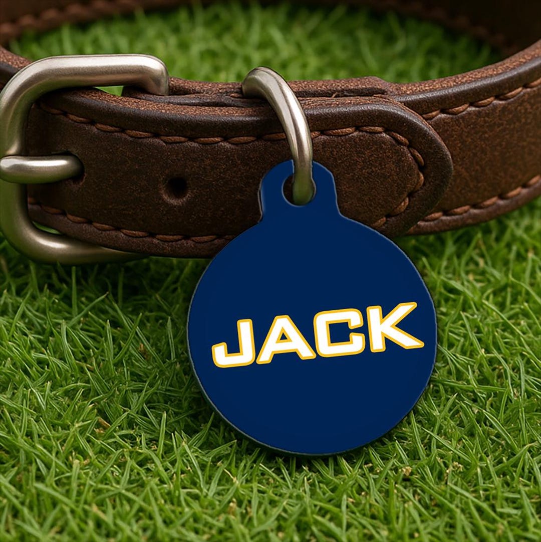 Custom Pet Collar Tag – Flagstaff Campus Style, Navy, Double Sided ...