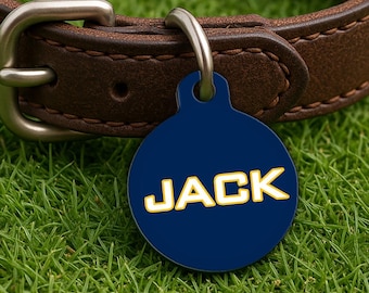 Custom Pet Collar Tag – Flagstaff Campus Style, Navy, Double Sided, Round