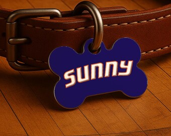 Custom Dog Collar Tag – Phoenix Game Day Style, Purple Courtside Edition, Double Sided Pet Tag