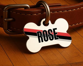 Custom Dog Collar Tag – Portland Game Day Style, White Courtside Edition, Double Sided Pet Tag