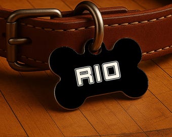 Custom Dog Collar Tag – San Antonio Game Day Style, Black Courtside Edition, Double Sided Pet Tag