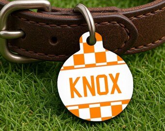 Custom Pet Tag – Knoxville Checkerboard Game Day Campus Edition, Double Sided