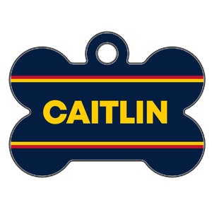 Custom Indiana Fever Themed Double-Sided Dog ID Tag (Blue) - Mini Bone