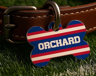 Individuelles Hundehalsband Tag - Buffalo Gameday Style, Blue Gridiron Edition, doppelseitiger Haustieranhänger
